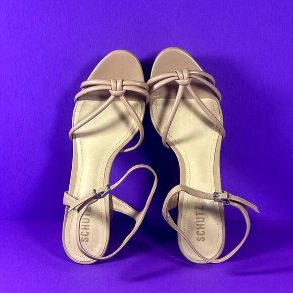SCHUTZ Kelsie‎ True Beige Leather Platform Sandals Women's Shoe Size 9.5-NEW - Picture 5 of 8
